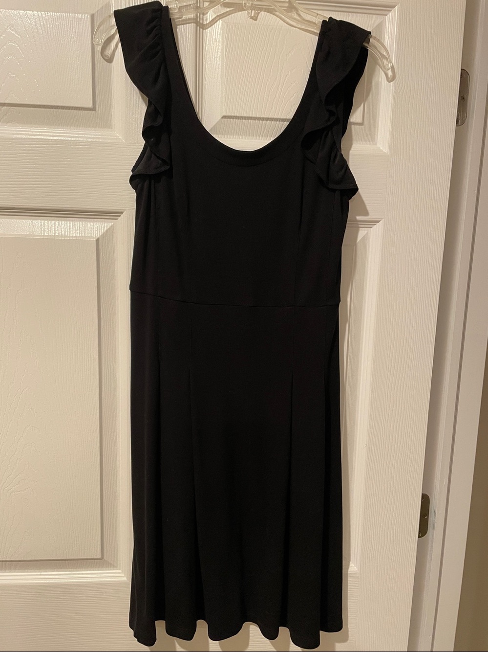 LOFT Black Ruffle-Sleeve Midi Dress